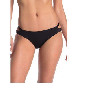 BECCA Black Hipster Cutout Side Tab Bikini Bottoms